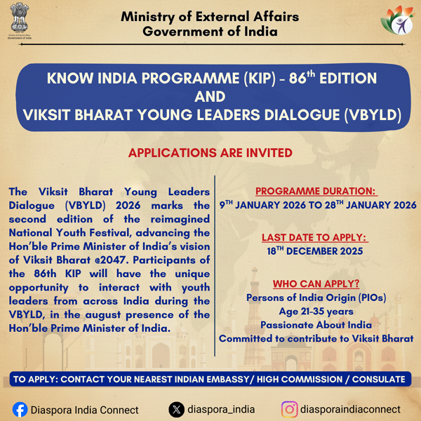 Poster: 86th edition of the Know India Programme (KIP)