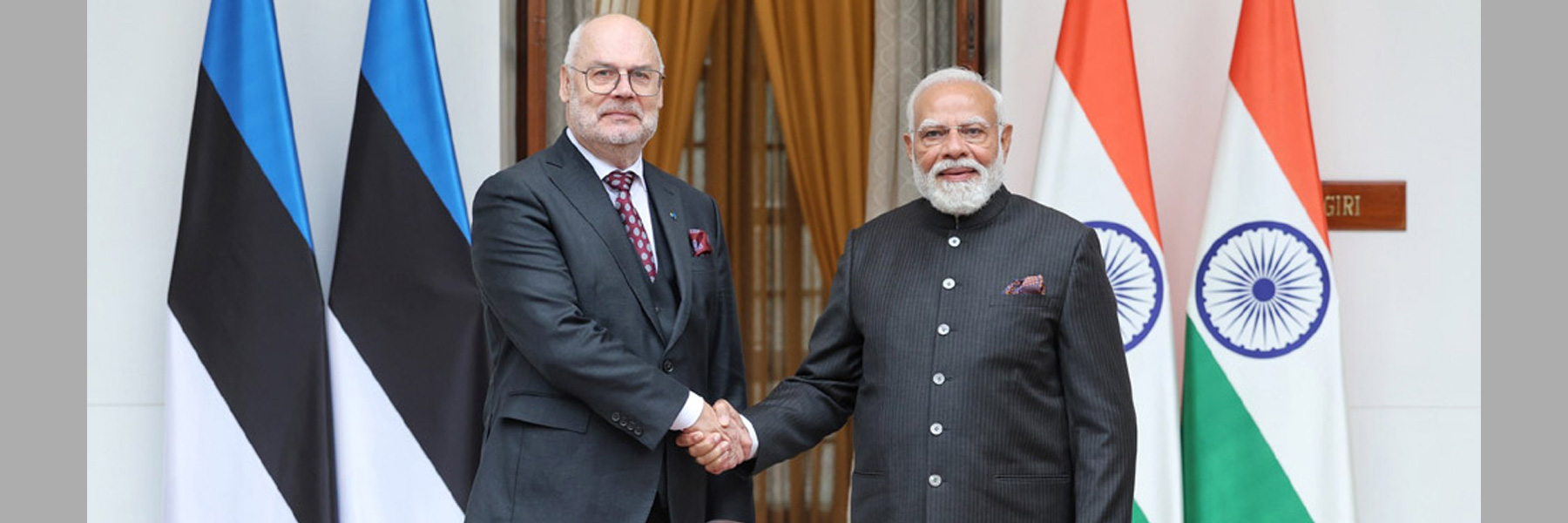 Prime Minister Narendra Modi with President Alar Karis of Estonia, New Delhi